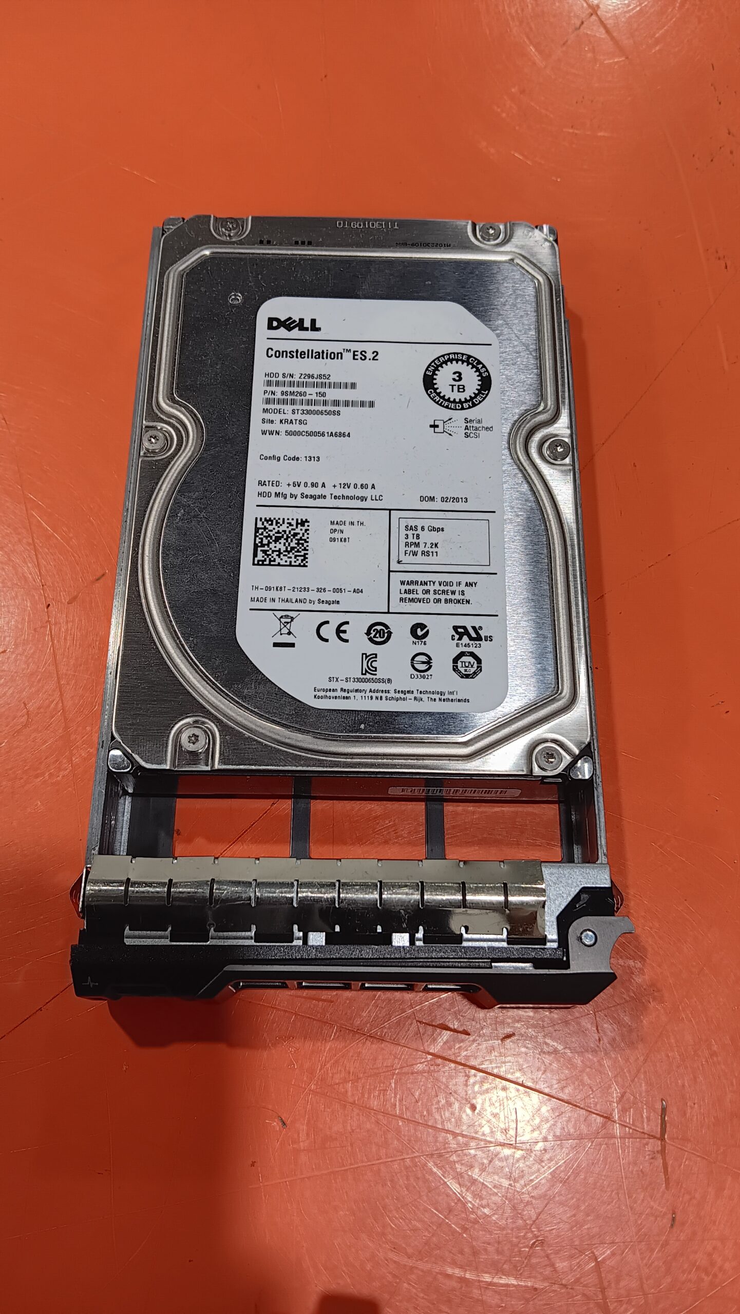 Dell 3TB SAS Hard Drive - 7200 RPM, 64MB Cache, With Caddy For